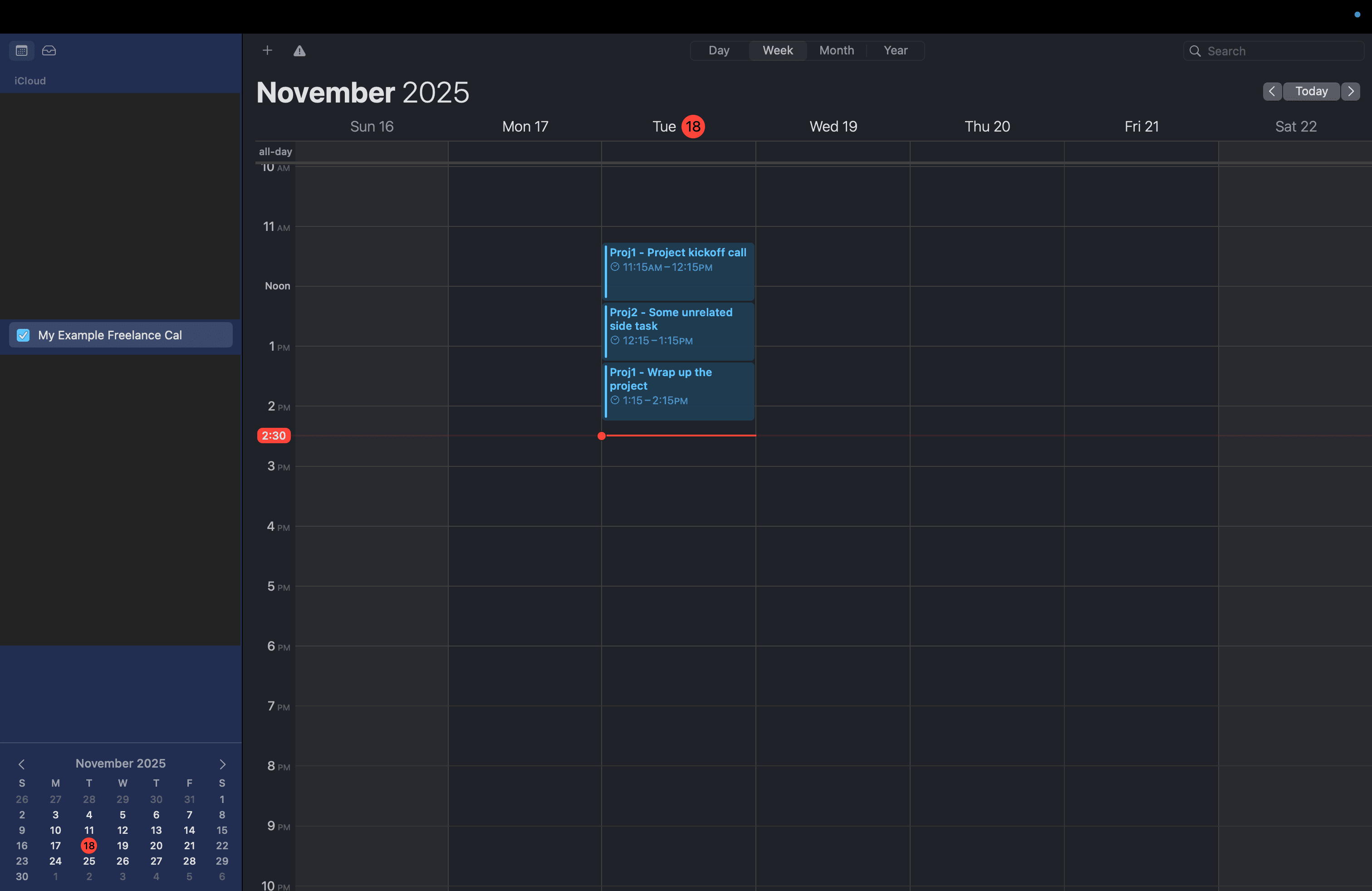 1. Example Calendar